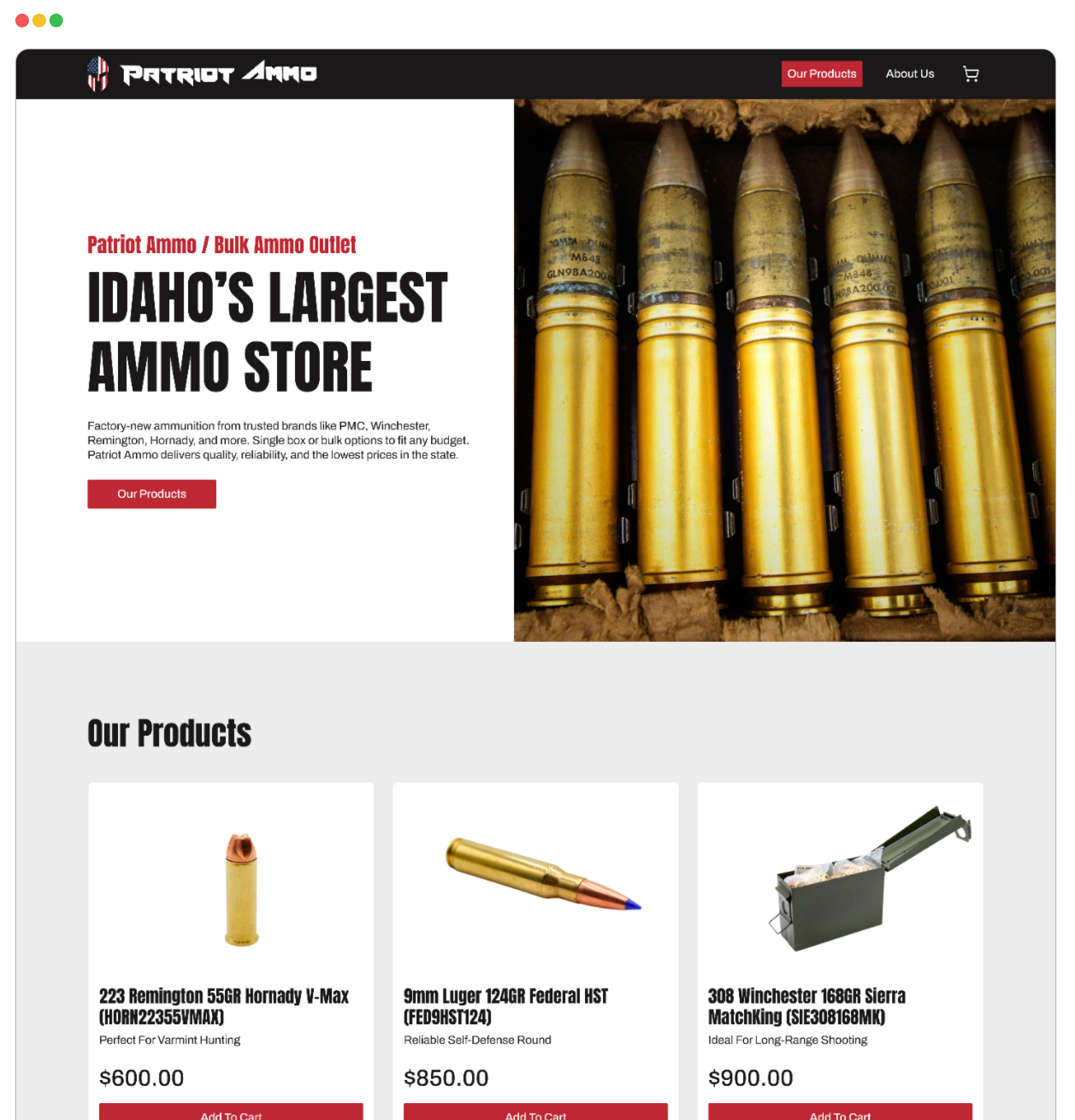 Patriot Ammo website